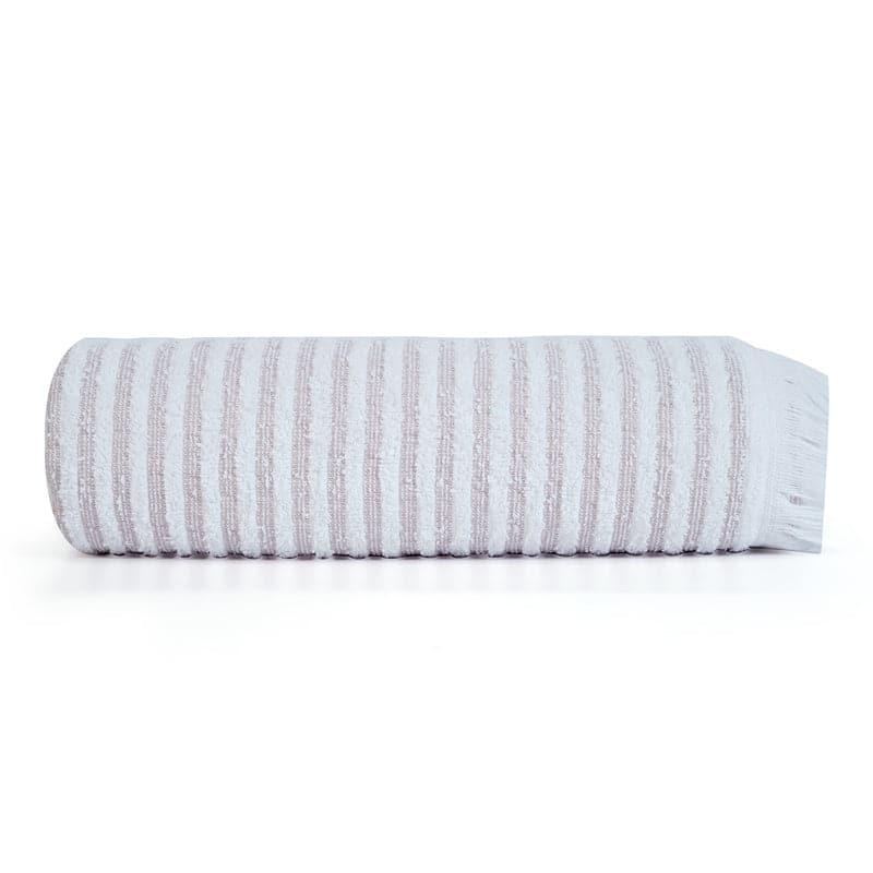 Buy Bath Towels - Micro Cotton LuxeDry Striped Comfort Bath Towel - Beige & White at Vaaree online