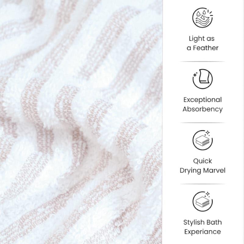 Buy Bath Towels - Micro Cotton LuxeDry Striped Comfort Bath Towel - Beige & White at Vaaree online