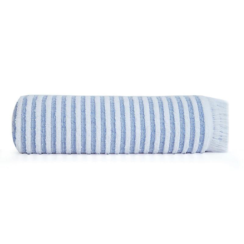 Buy Micro Cotton LuxeDry Striped Comfort Bath Towel - Blue & White Bath Towels from Vaaree