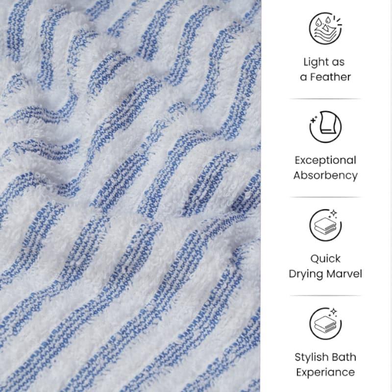 Buy Micro Cotton LuxeDry Striped Comfort Bath Towel - Blue & White Bath Towels from Vaaree