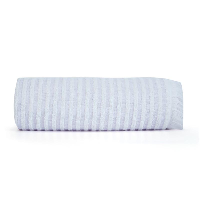 Buy Micro Cotton LuxeDry Striped Comfort Bath Towel - Purple & White Bath Towels from Vaaree