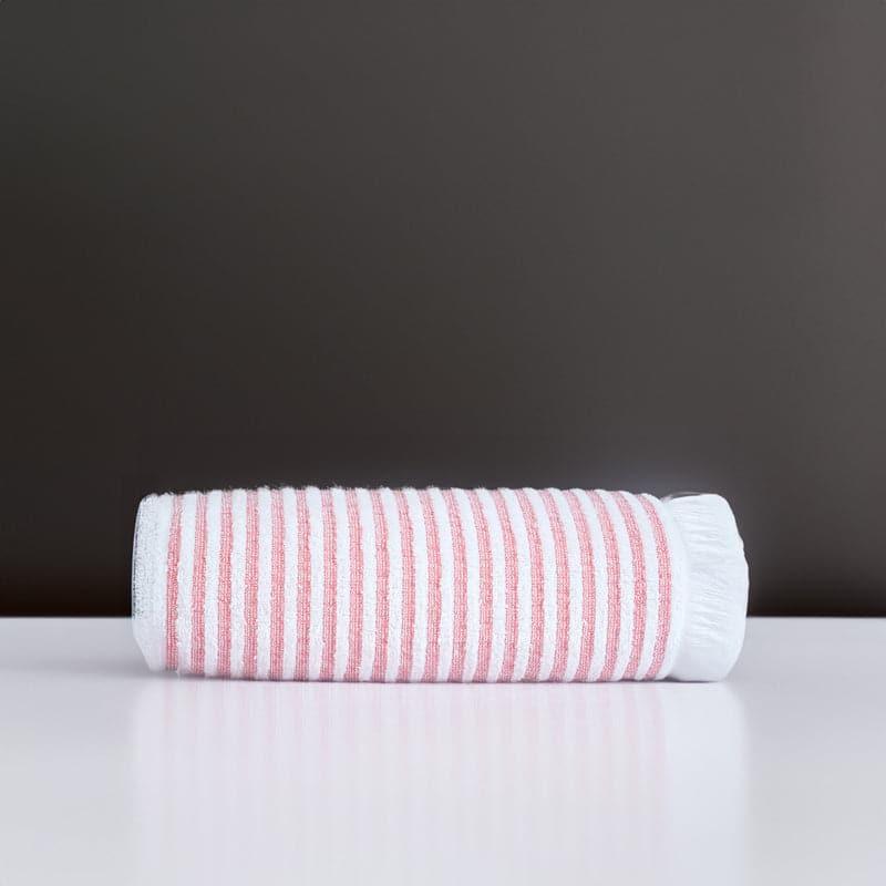 Buy Micro CottonLuxeDry Striped Comfort Bath Towel - Orange & White Bath Towels from Vaaree