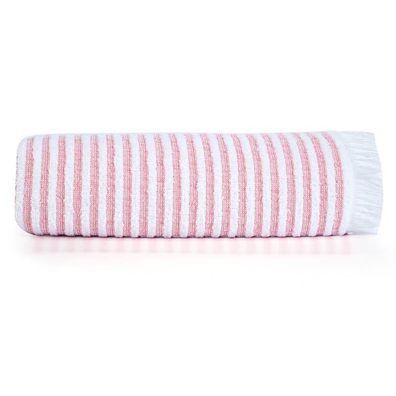 Buy Micro CottonLuxeDry Striped Comfort Bath Towel - Orange & White Bath Towels from Vaaree