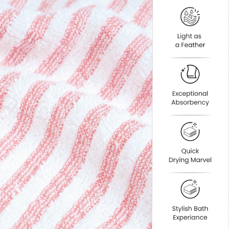 Buy Micro CottonLuxeDry Striped Comfort Bath Towel - Orange & White Bath Towels from Vaaree