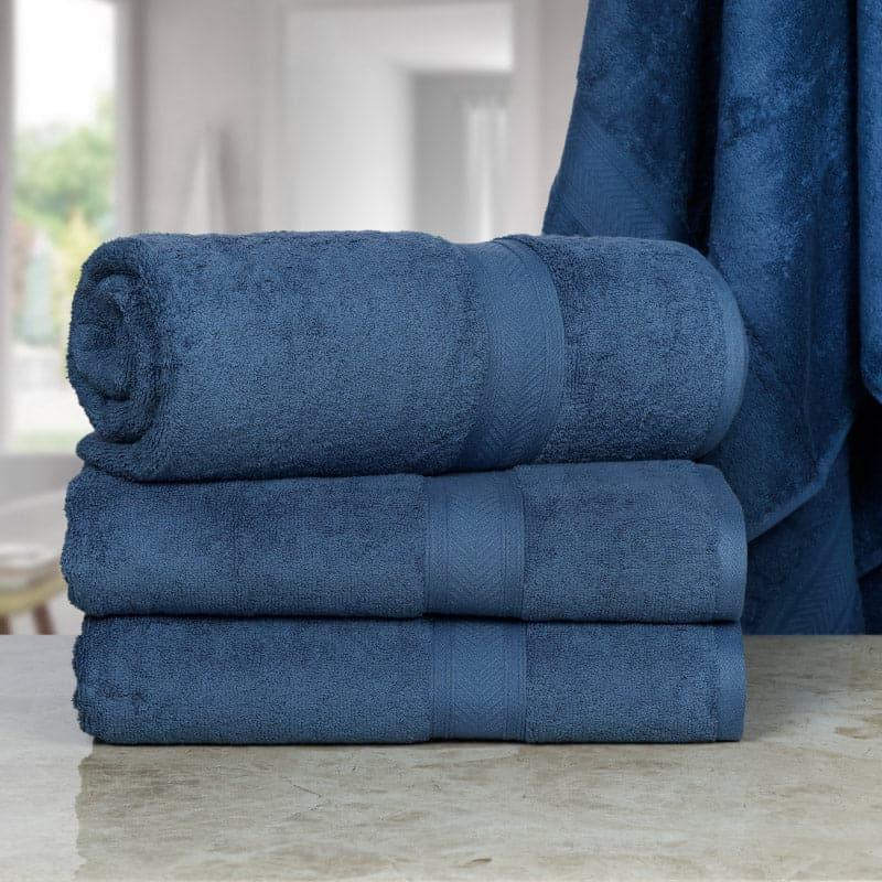 Buy Myst Bath Towel (Navy Blue) - Set Of Four Bath Towels from Vaaree