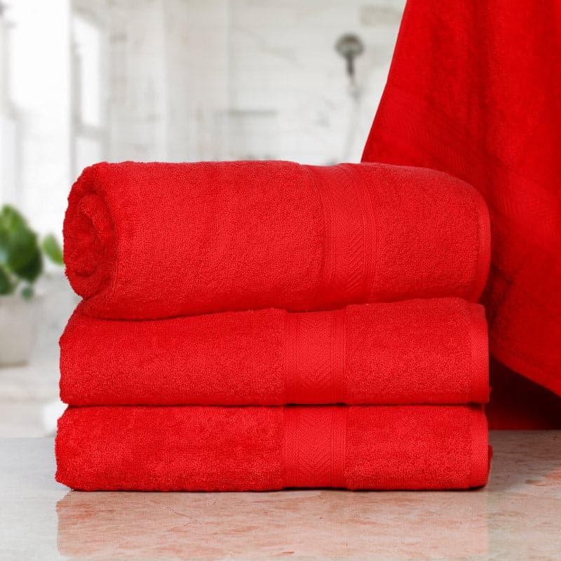 Buy Myst Bath Towel (Red) - Set Of Four Bath Towels from Vaaree