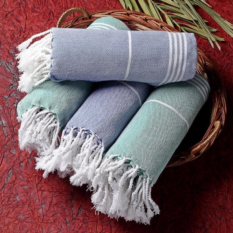 Buy Bath Towels - Soothing Retreat Towels (Blue & Green) - Set Of Four at Vaaree online