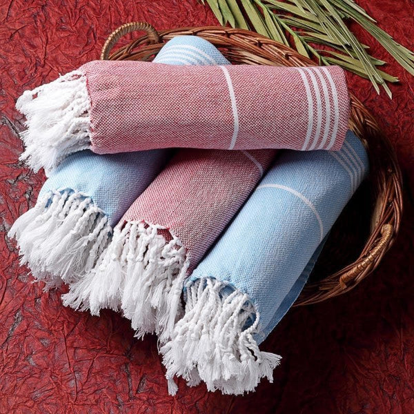 Buy Soothing Retreat Bath Towels (Blue & Red) - Set Of Four Bath Towels from Vaaree