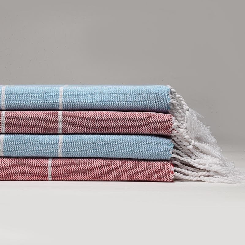 Buy Soothing Retreat Bath Towels (Blue & Red) - Set Of Four Bath Towels from Vaaree