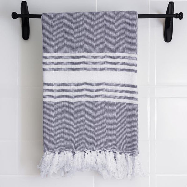 Buy Striped Bliss Bath Towel - Cool Grey Bath Towels from Vaaree