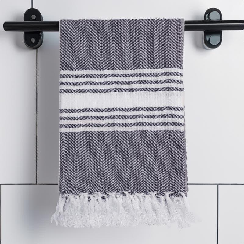 Buy Striped Bliss Bath Towel - Grey Bath Towels from Vaaree