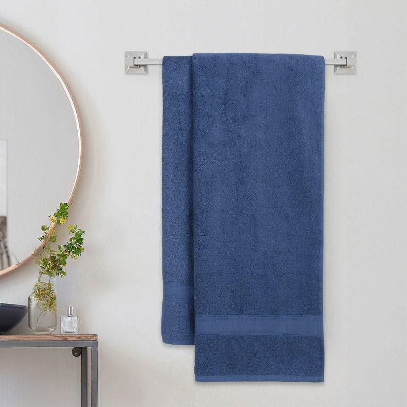 Buy Zelda Bath Towel (Navy Cobalt) - Set Of Two Bath Towels from Vaaree