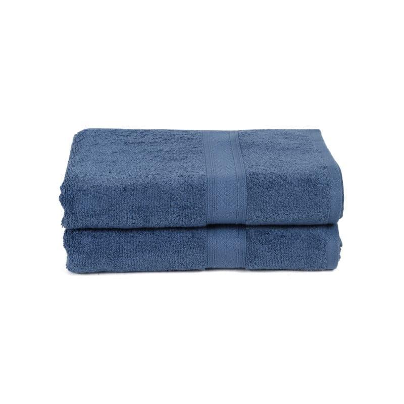 Buy Zelda Bath Towel (Navy Cobalt) - Set Of Two Bath Towels from Vaaree