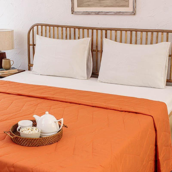 Buy Karanji Bedcover - Orange Bedcovers from Vaaree