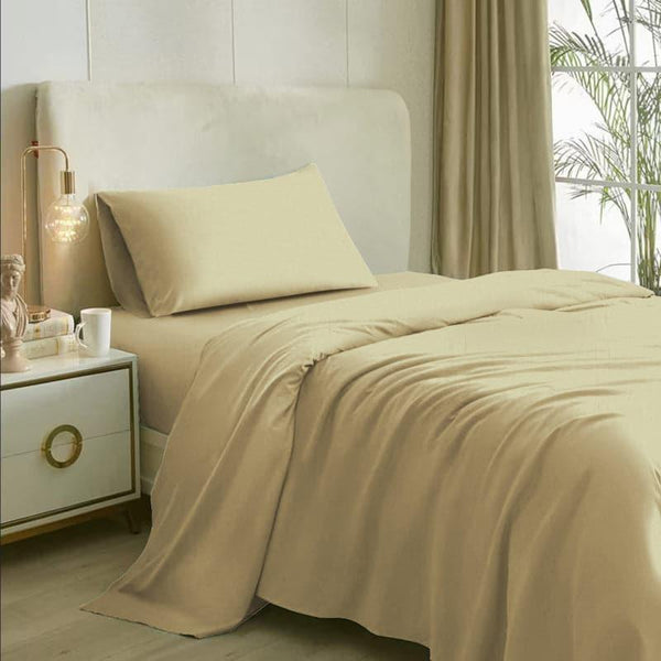 Bedsheets - Aiden Solid Bedsheet - Beige