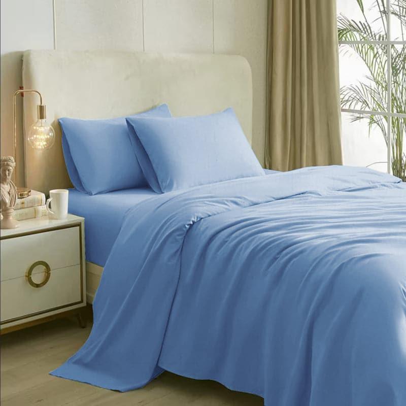 Buy Aiden Solid Bedsheet - Blue Bedsheets from Vaaree