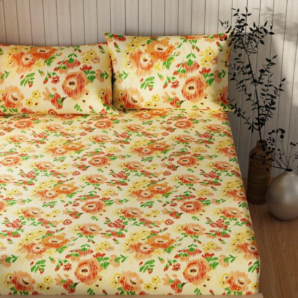 Buy Amedha Floral Bedsheet - Yellow Bedsheets from Vaaree