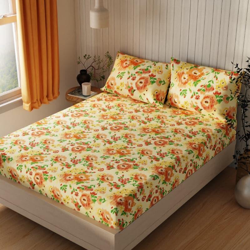 Buy Amedha Floral Bedsheet - Yellow Bedsheets from Vaaree