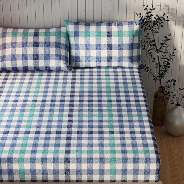 Buy Amoza Checkered Bedsheet - Blue Bedsheets from Vaaree