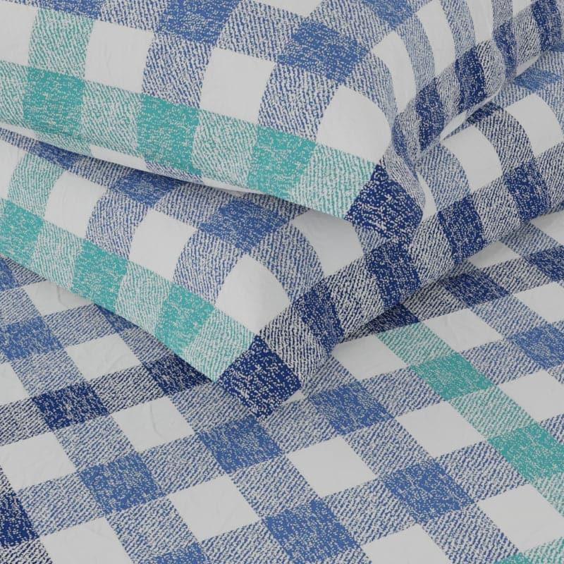 Buy Amoza Checkered Bedsheet - Blue Bedsheets from Vaaree