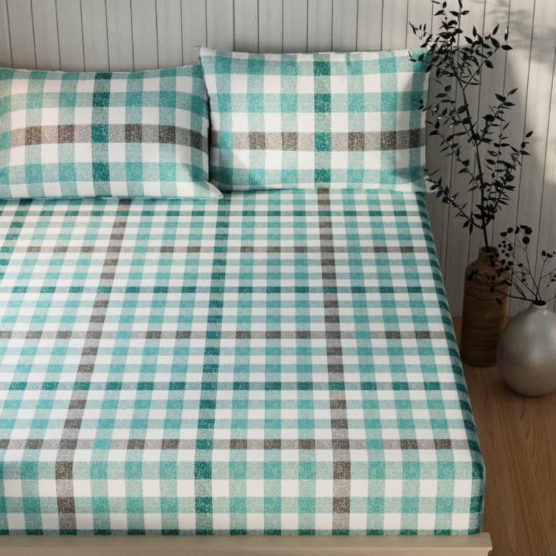 Bedsheets - Amoza Checkered Bedsheet - Green