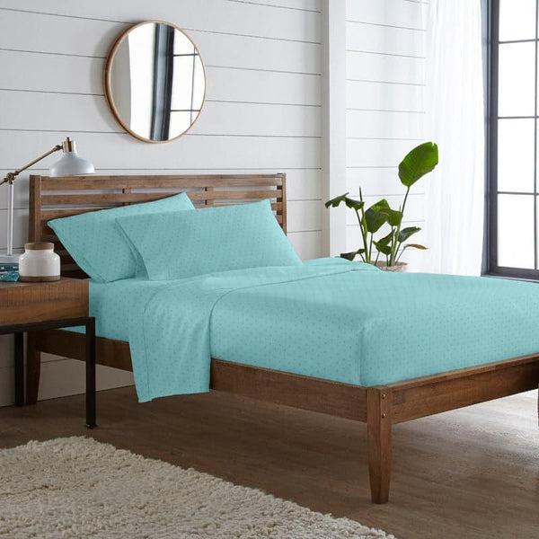 Bedsheets - Azva Swiss Dot Bedsheet - Aqua