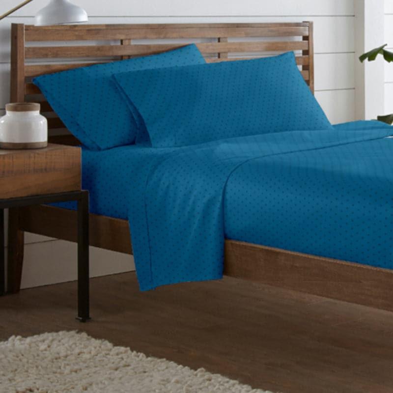 Buy Azva Swiss Dot Bedsheet - Blue Bedsheets from Vaaree