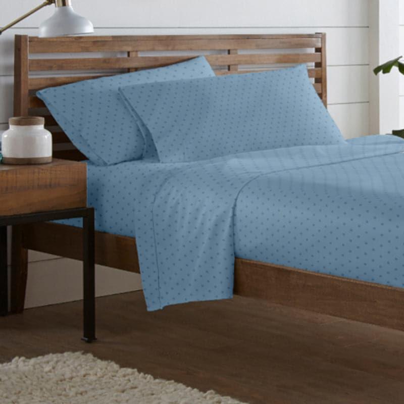 Buy Azva Swiss Dot Bedsheet - French Blue Bedsheets from Vaaree