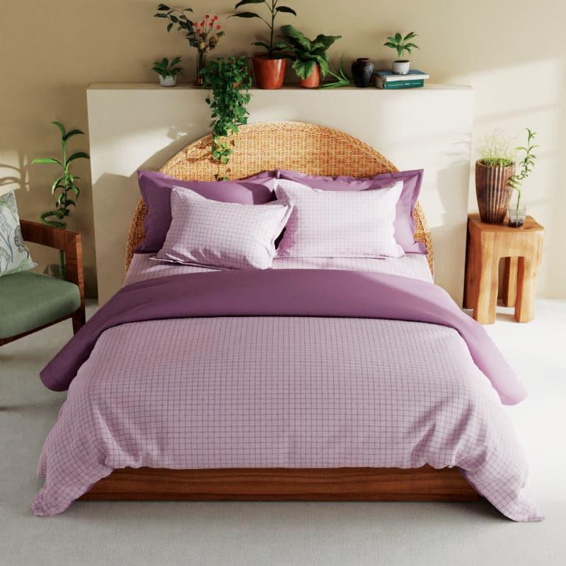 Buy Brio Checkered Bedsheet - Lilac Bedsheets from Vaaree