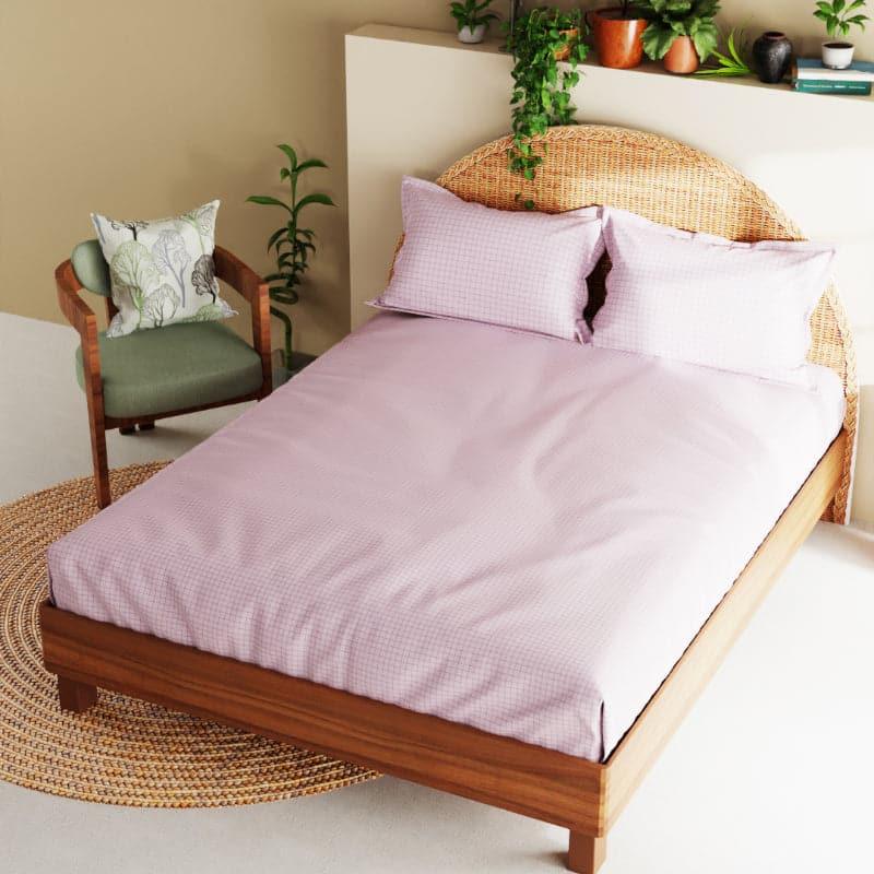 Buy Brio Checkered Bedsheet - Lilac Bedsheets from Vaaree