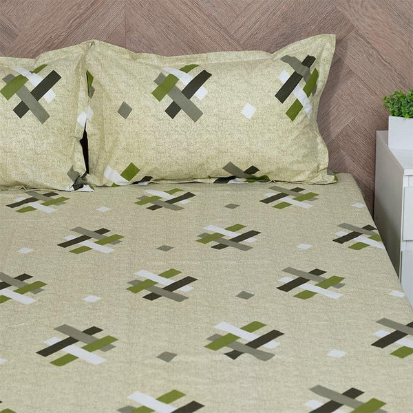 Buy Criss Cross Chrome Bedsheet - Green Bedsheets from Vaaree