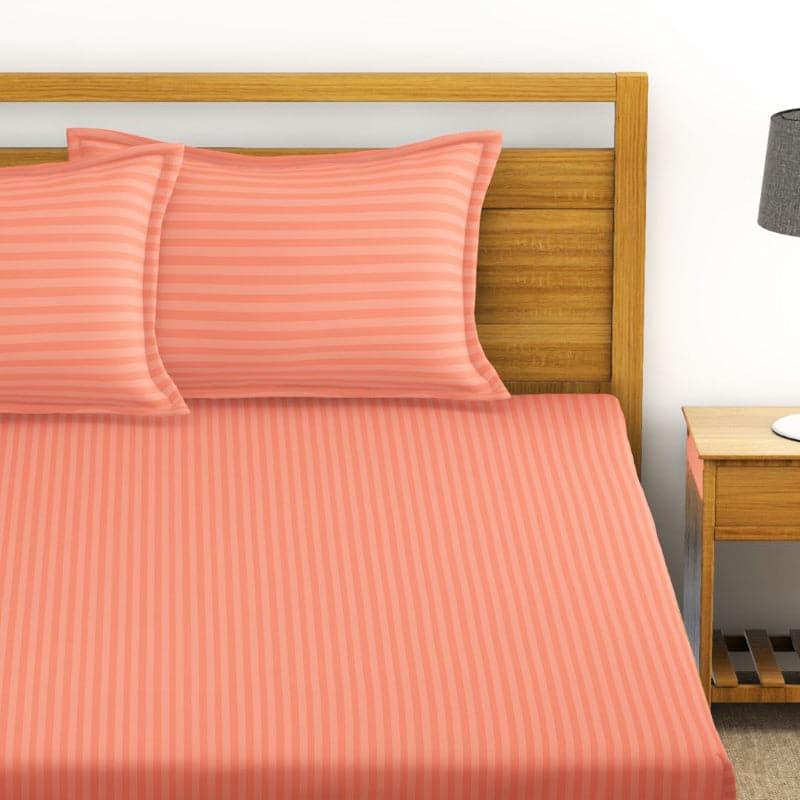 Buy Bedsheet - Duesa Striped Bedsheet - Peach at Vaaree online