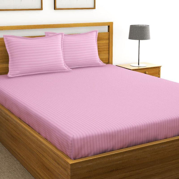 Bedsheets - Duesa Striped Bedsheet - Pink