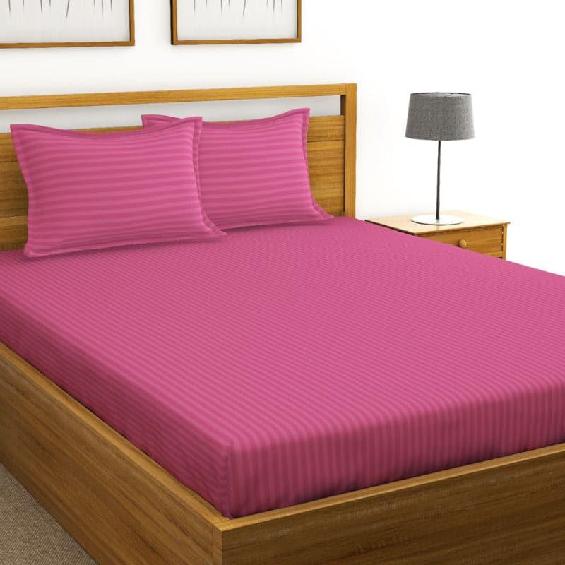 Buy Bedsheet - Duesa Striped Bedsheet - Rose at Vaaree online