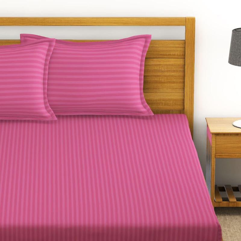 Buy Bedsheet - Duesa Striped Bedsheet - Rose at Vaaree online