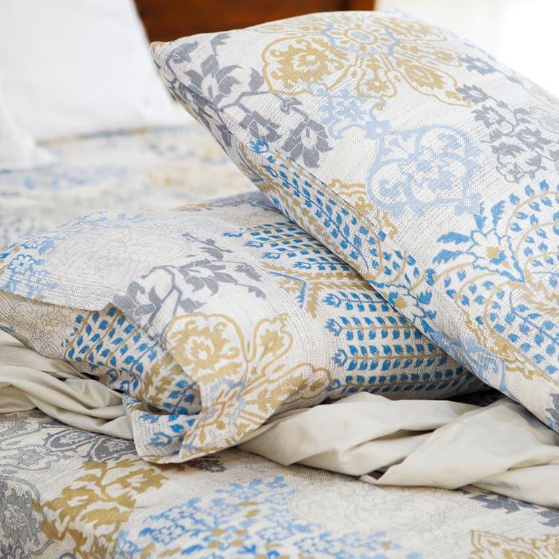 Buy Bedsheet - Duna Boheme Floral Bedsheet - Pastel Blue at Vaaree online