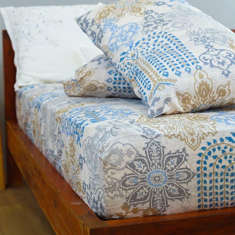 Buy Duna Boheme Floral Bedsheet - Pastel Blue Bedsheets from Vaaree