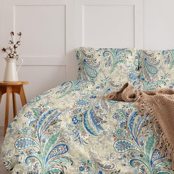 Buy Duna Boheme Floral Bedsheet - Tiffany Blue Bedsheets from Vaaree