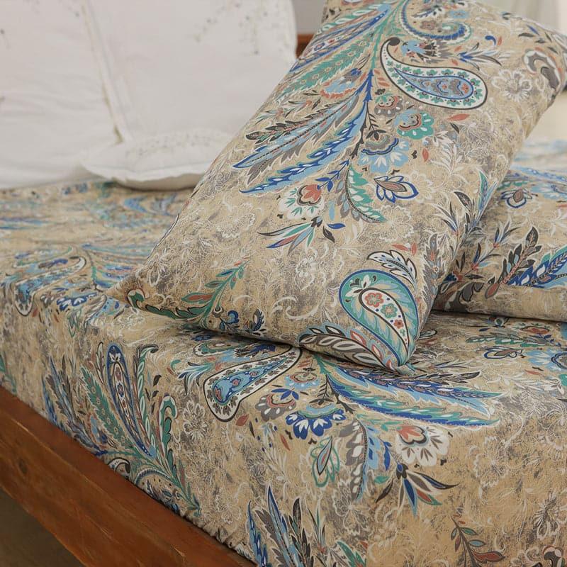 Buy Bedsheet - Duna Boheme Floral Bedsheet - Tiffany Blue at Vaaree online
