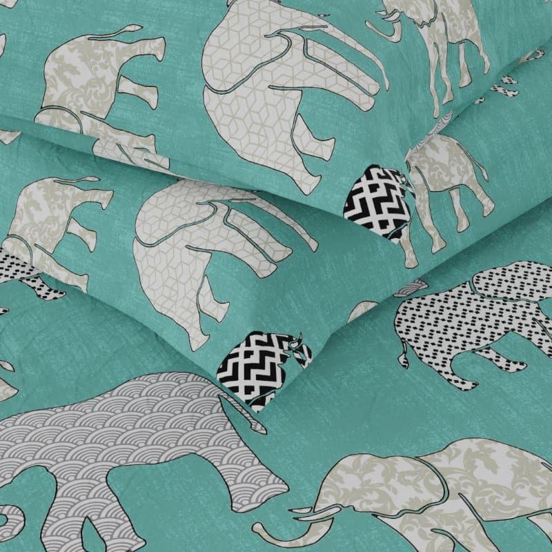 Buy Elephanto Walk Bedsheet - Aqua Bedsheets from Vaaree