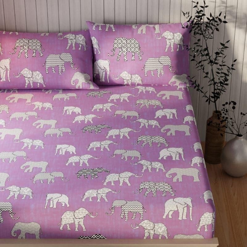 Bedsheets - Elephanto Walk Bedsheet - Purple