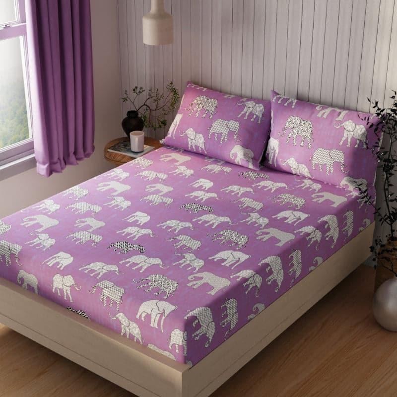 Buy Elephanto Walk Bedsheet - Purple Bedsheets from Vaaree