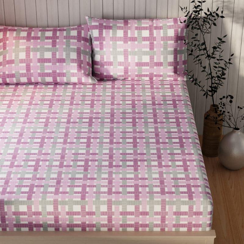 Buy Farzeda Checkered Bedsheet - Grey & Pink Bedsheets from Vaaree