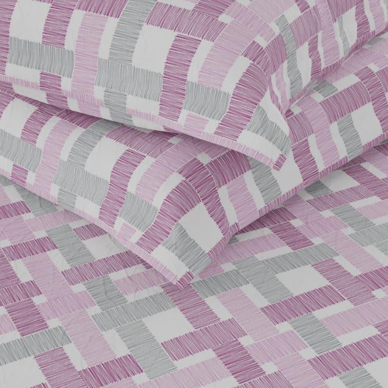 Buy Farzeda Checkered Bedsheet - Grey & Pink Bedsheets from Vaaree