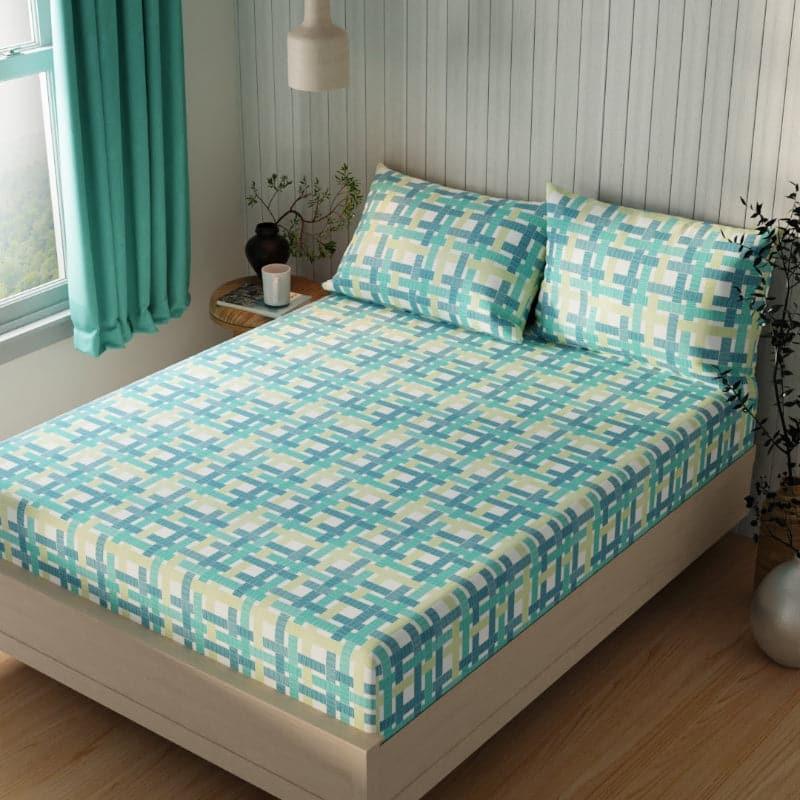 Buy Farzeda Checkered Bedsheet - Teal & Yellow Bedsheets from Vaaree