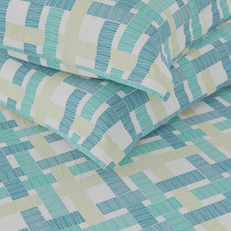 Buy Farzeda Checkered Bedsheet - Teal & Yellow Bedsheets from Vaaree