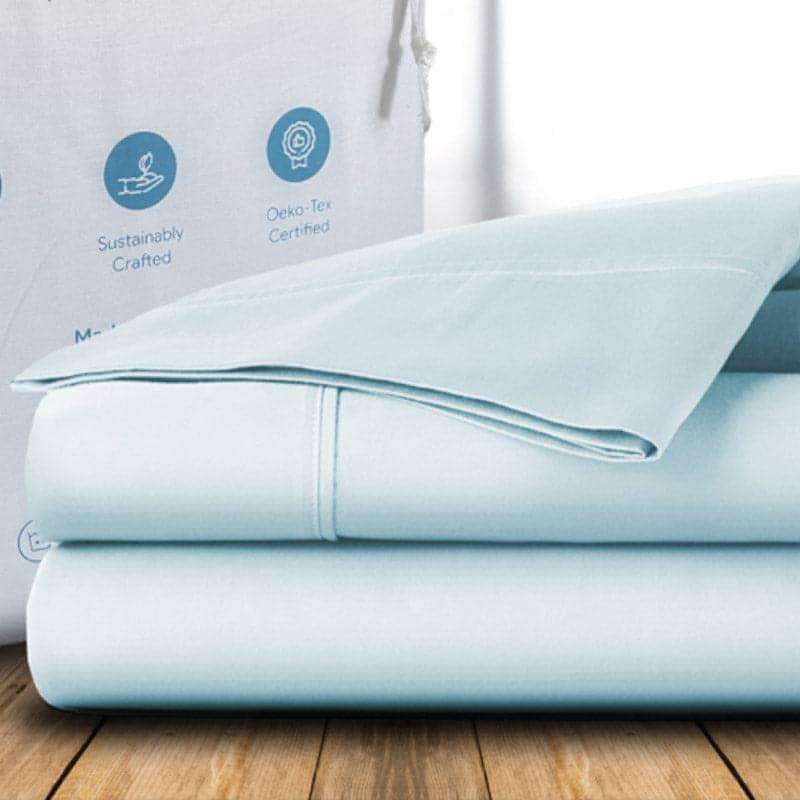 Buy Freyda Solid Bedsheet - Blue Bedsheets from Vaaree