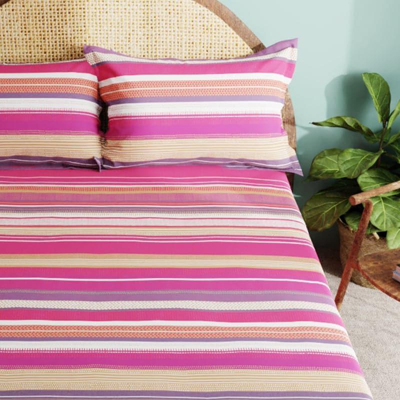 Buy Bedsheet - Hyta Striped Bedsheet - Dark Pink at Vaaree online