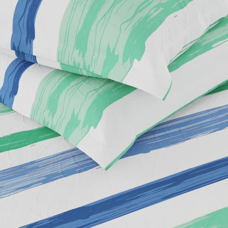 Buy Hyta Striped Bedsheet - Green & Blue Bedsheets from Vaaree