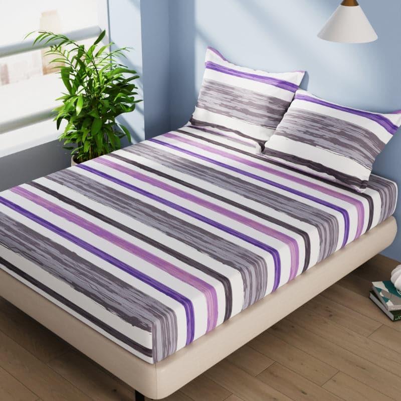 Buy Hyta Striped Bedsheet - Purple & Grey Bedsheets from Vaaree